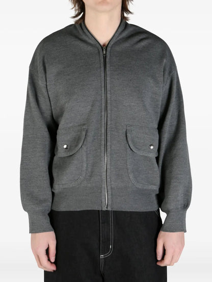 Mélange-Effect Bomber Jacket