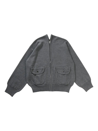 Mélange-Effect Bomber Jacket
