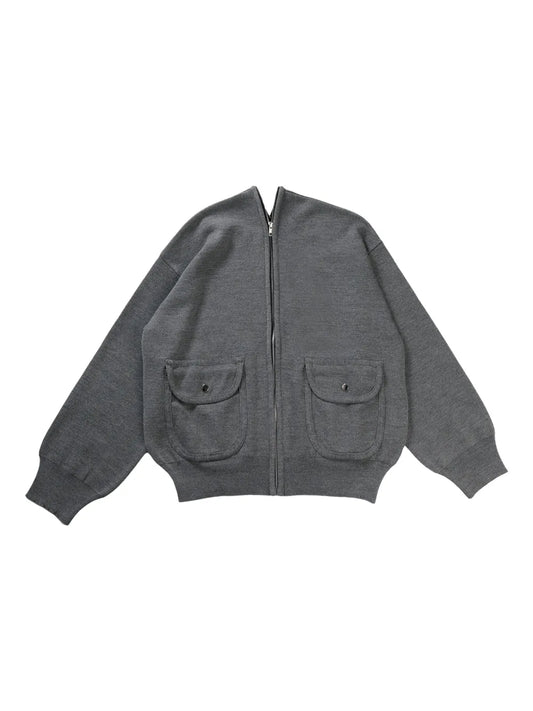 Mélange-Effect Bomber Jacket