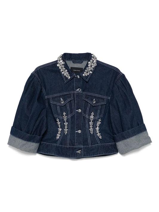 Crystal-Embellished Denim Jacket