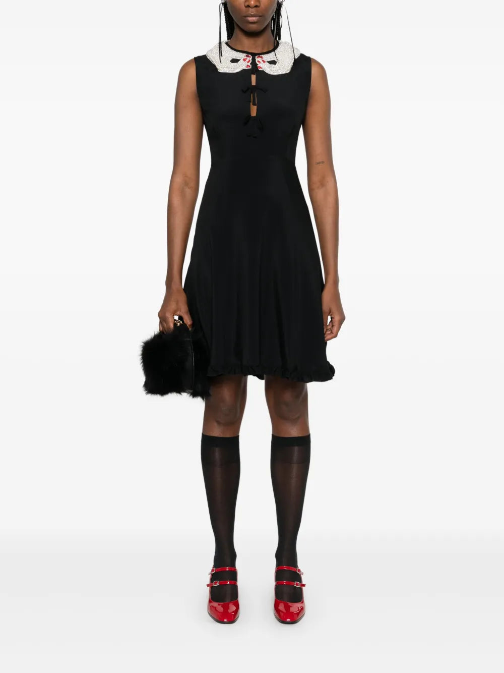 Detachable-Collar Mini Dress