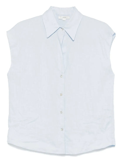 Linen Cap-Sleeve Shirt