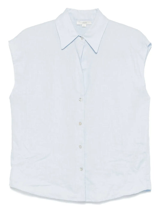 Linen Cap-Sleeve Shirt