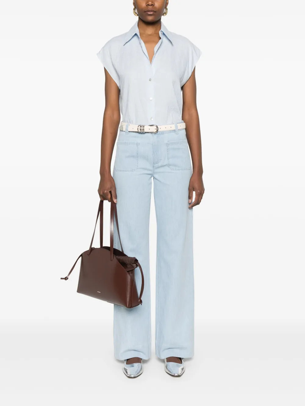 Linen Cap-Sleeve Shirt