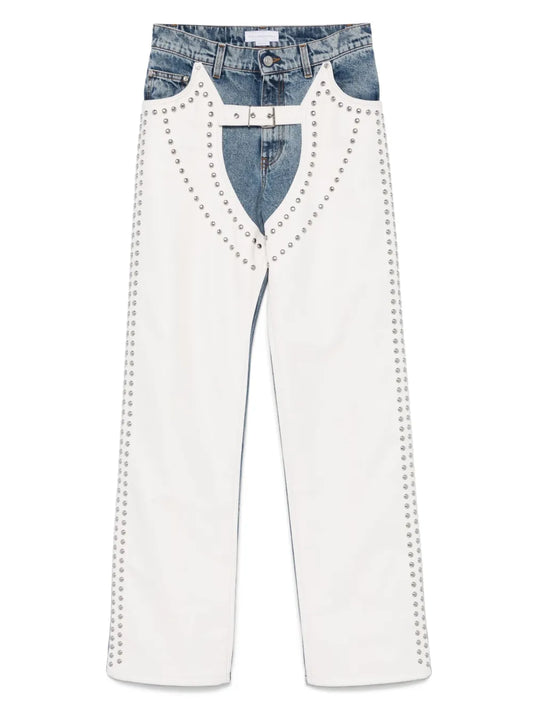 Studded Straight-Leg Jeans