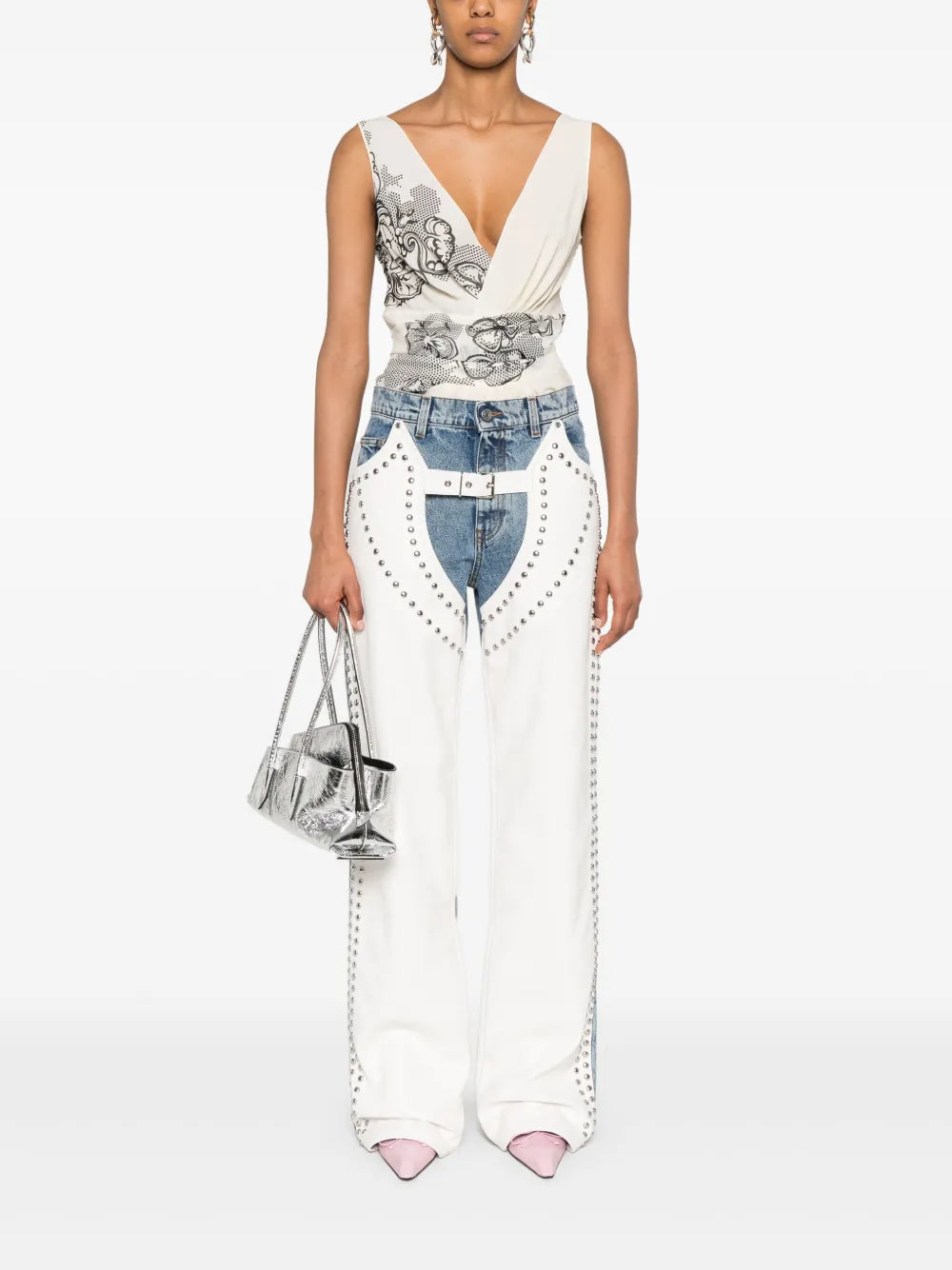 Studded Straight-Leg Jeans