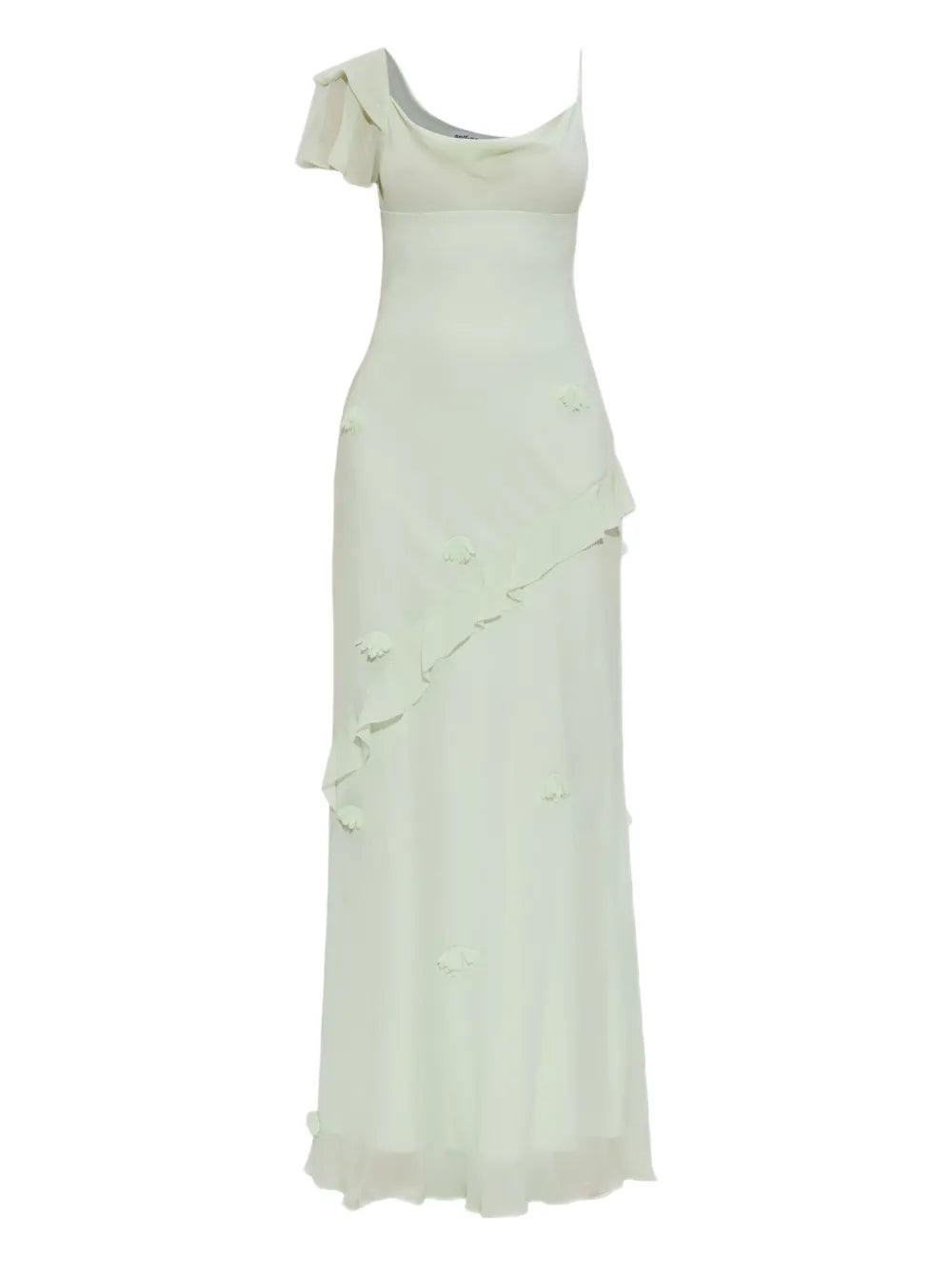 Floral-Appliqué Georgette Maxi Dress