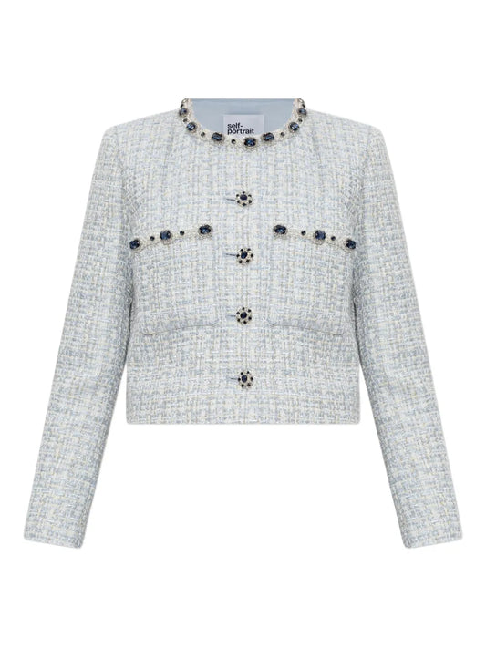 Rhinestone-Embellished Tweed Jacket