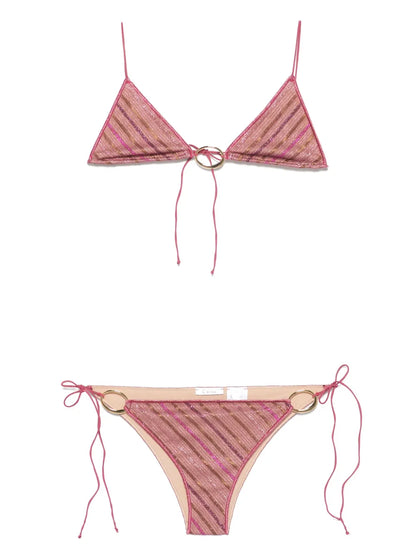 Striped O-Plaque Bikini
