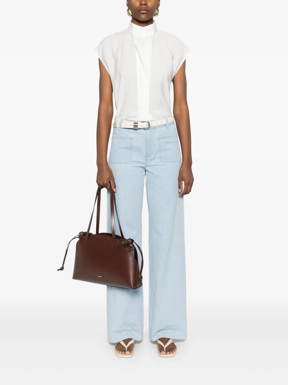 Voile Cap-Sleeve Blouse