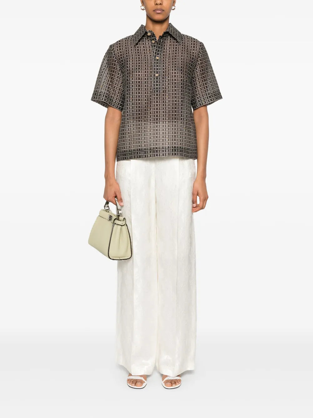 Floral-Jacquard Trousers