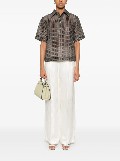 Floral-Jacquard Trousers