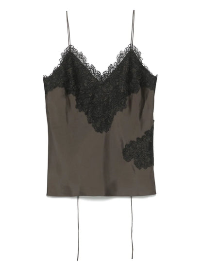 Lace-Detail Silk Top