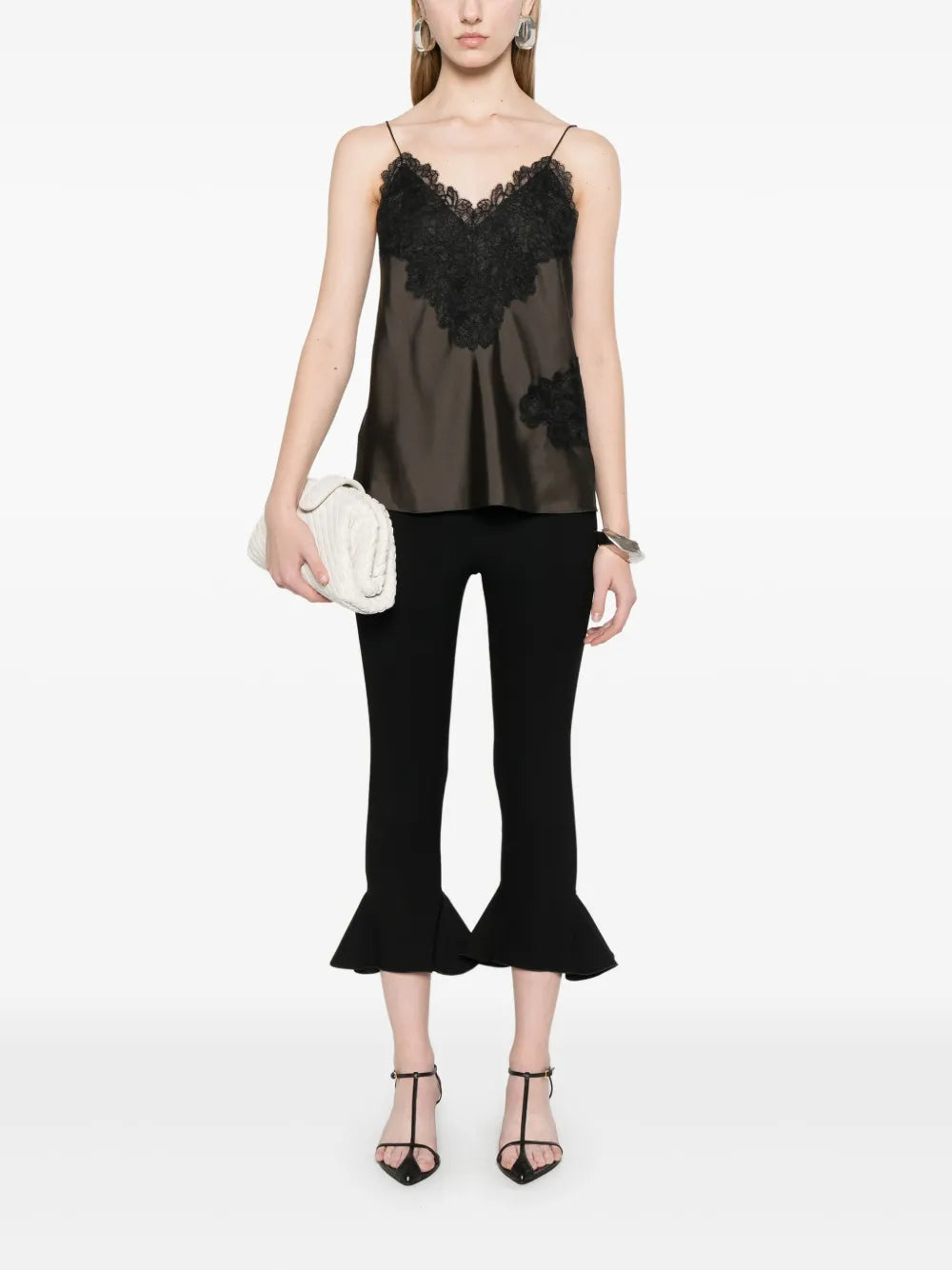 Lace-Detail Silk Top