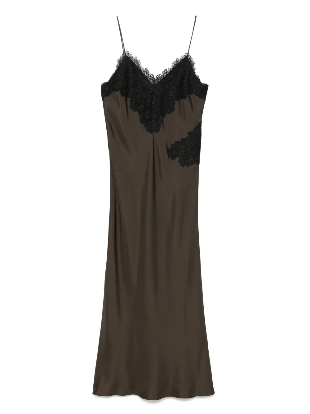 Lace-Detail Silk Maxi Dress