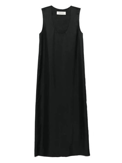 Scoop-Neck Silk Midi Dress