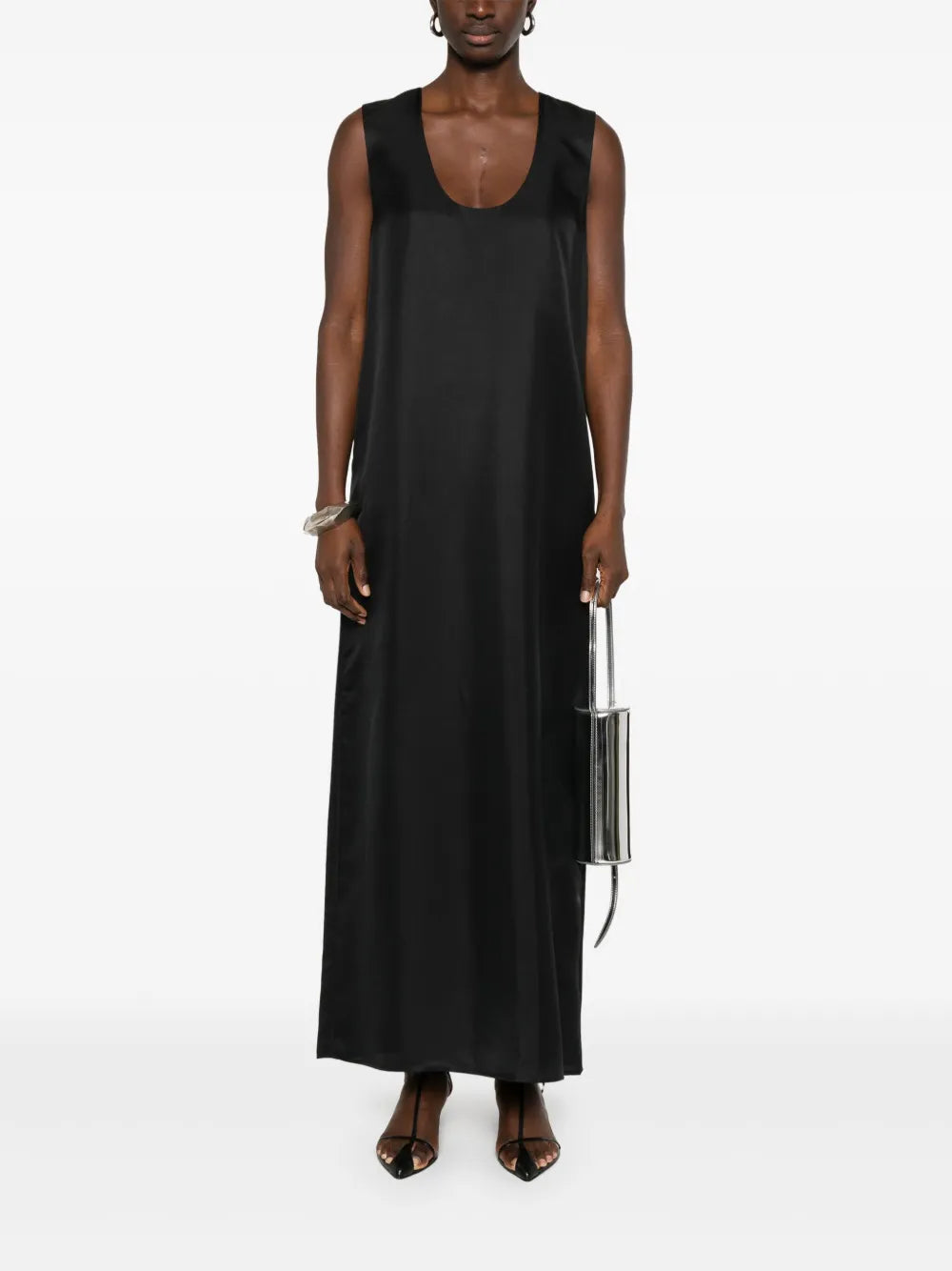 Scoop-Neck Silk Midi Dress