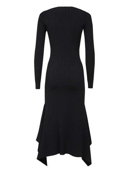 Ribbed Long-Sleeve Maxi Dress