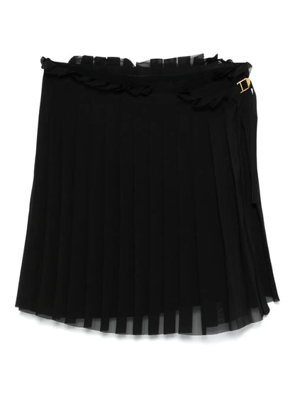 Pleated Twill Mini Skirt