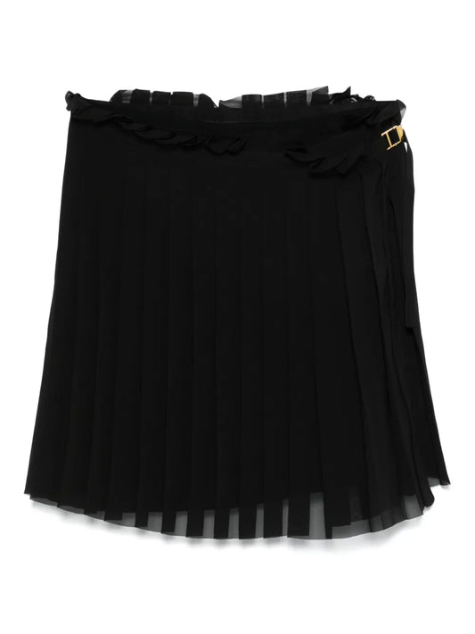 Pleated Twill Mini Skirt