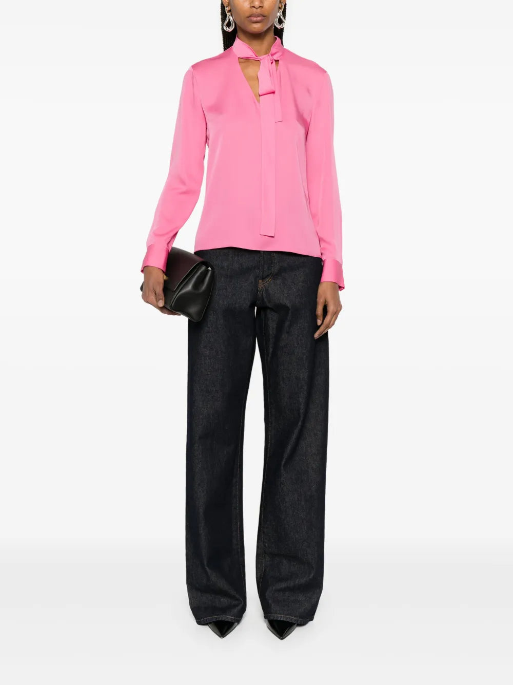 Open-Neck Tie Blouse