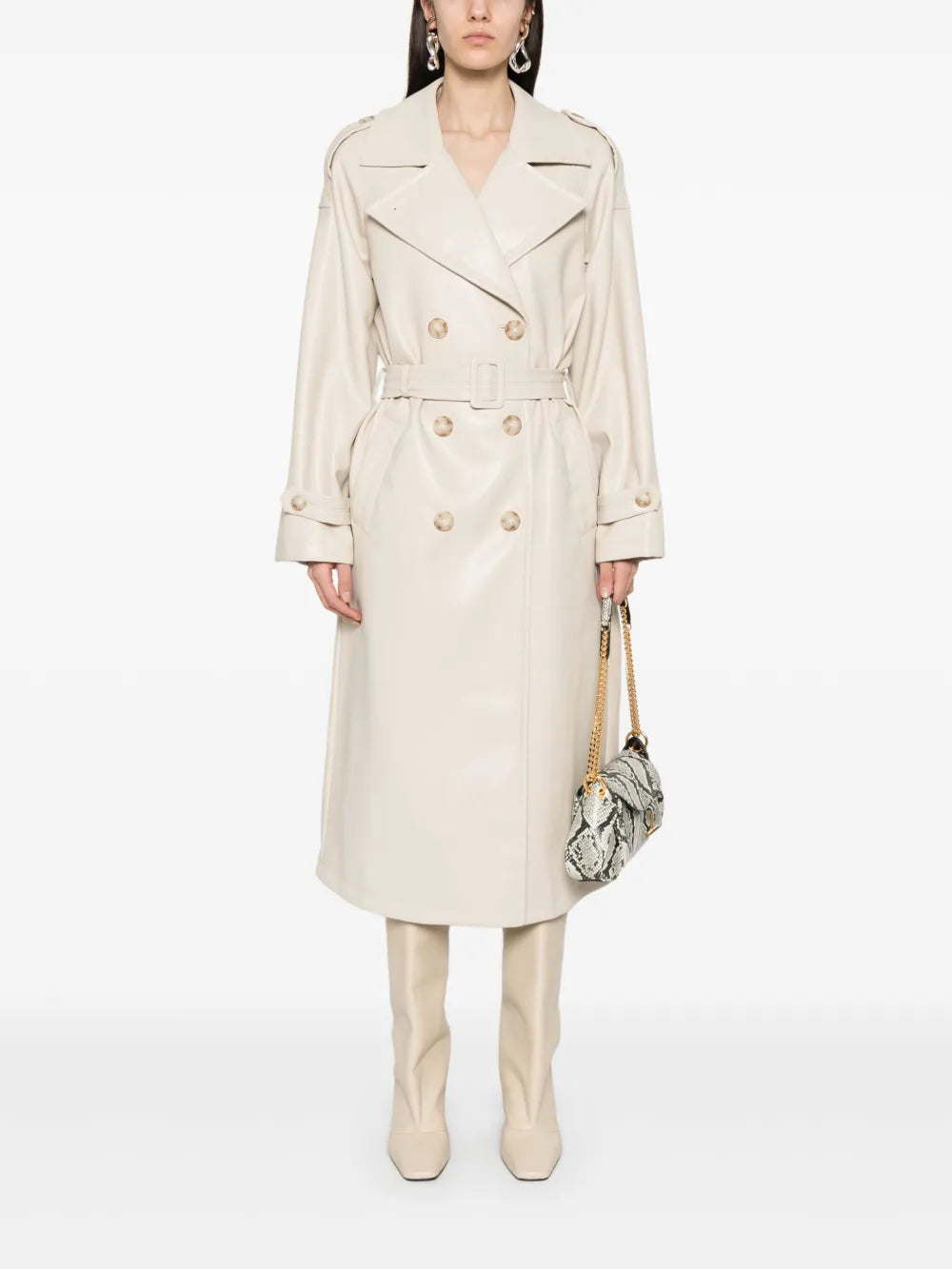 Faux-Leather Trench Coat