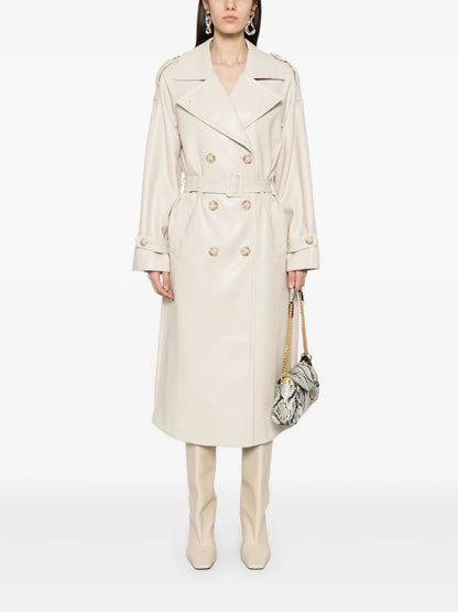Faux-Leather Trench Coat