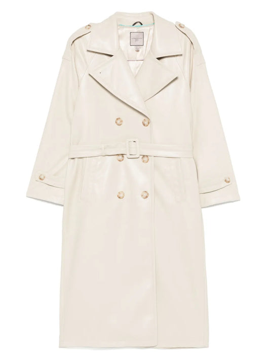 Faux-Leather Trench Coat