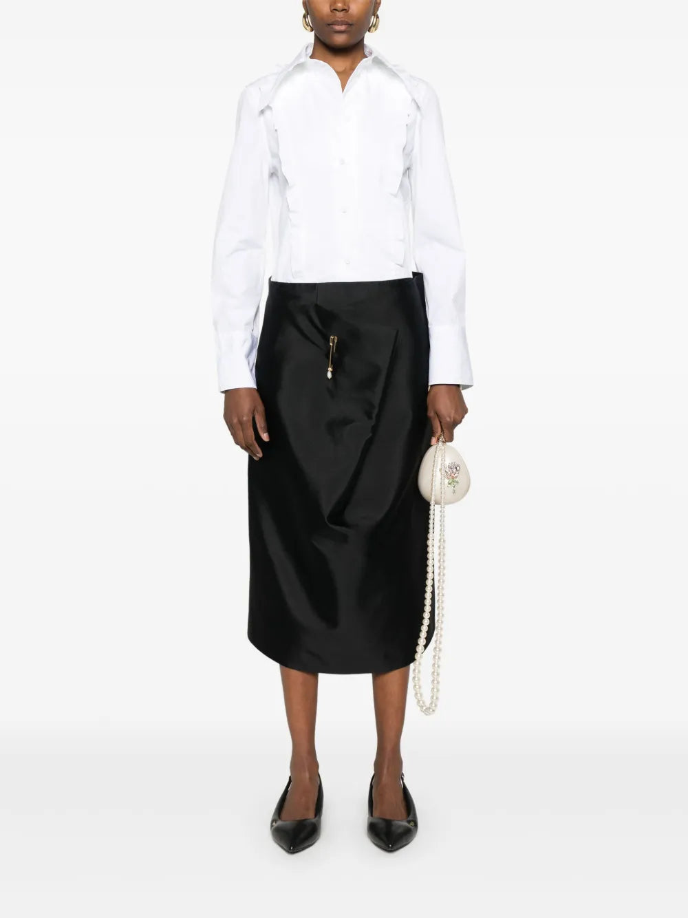 Fold Front Midi Skirt
