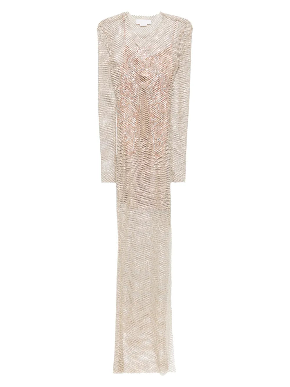 Rhinestoned Mesh Maxi Dress