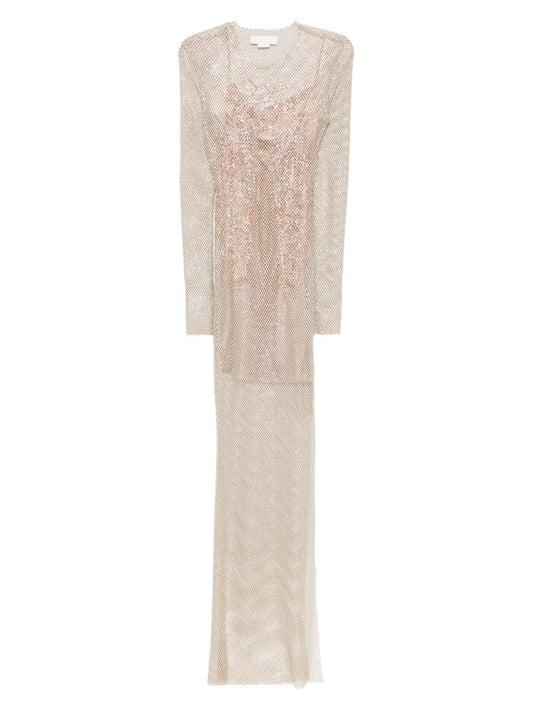 Rhinestoned Mesh Maxi Dress