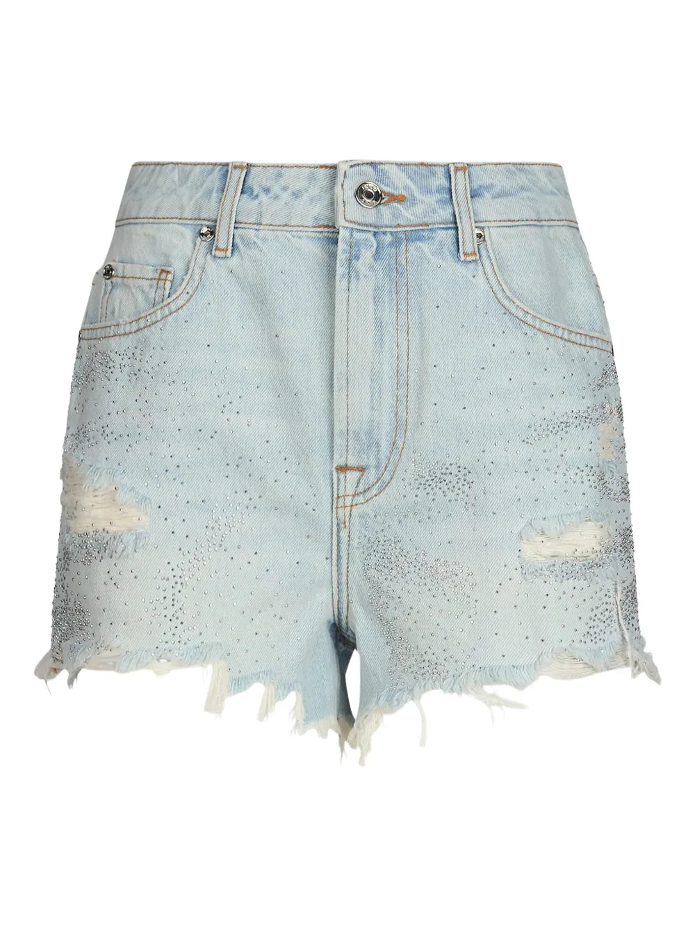Rhinestone-Embellished Denim Shorts