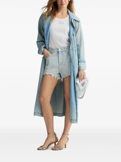 Rhinestone-Embellished Denim Shorts