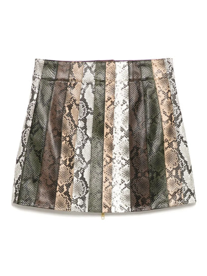 Snake-Embossed Vegan Skirt