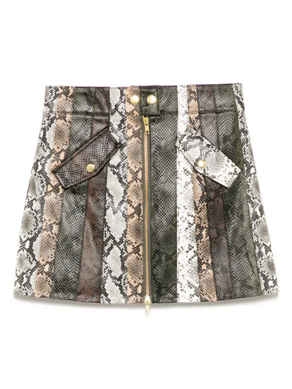Snake-Embossed Vegan Skirt