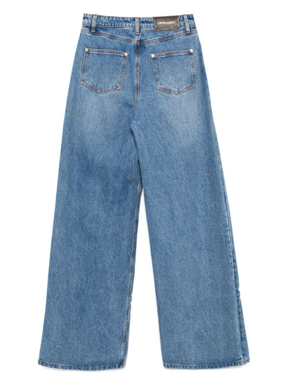 Embroidered Wide-Leg Jeans