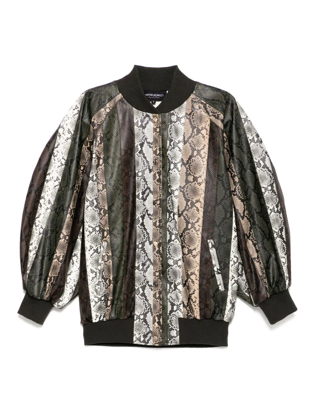 Snake-Embossed Vegan Bomber Jacket