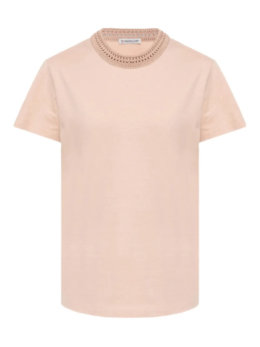 Crochet-Detail Cotton T-Shirt