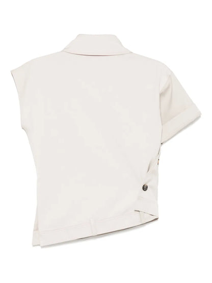 Muti Button Twisted Collared Top