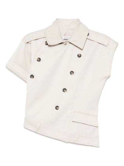 Muti Button Twisted Collared Top
