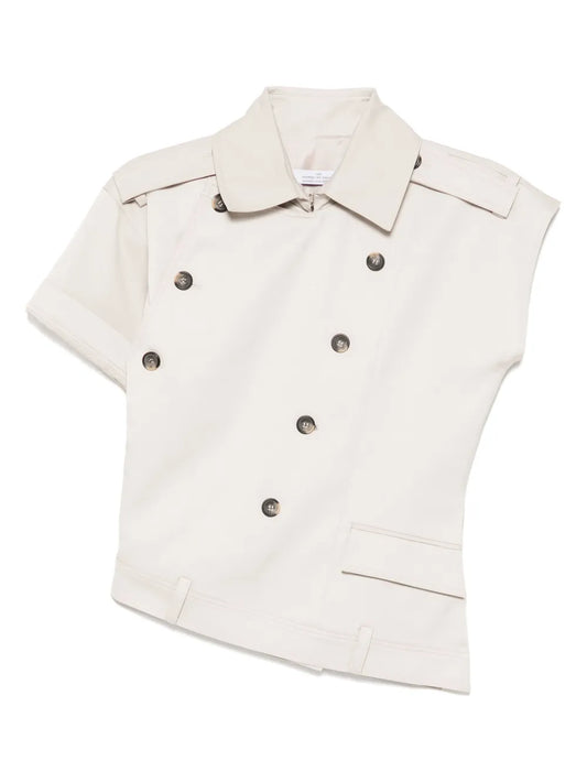 Muti Button Twisted Collared Top