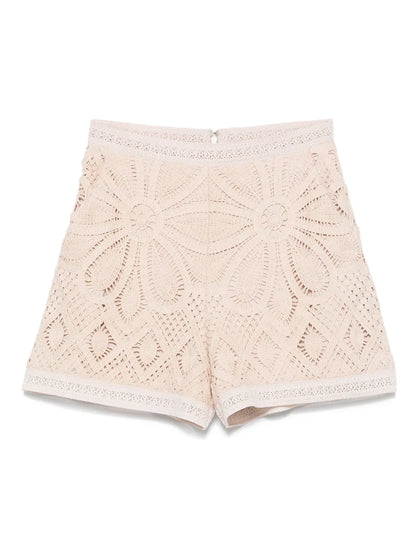Flower Crochet-Knit Shorts