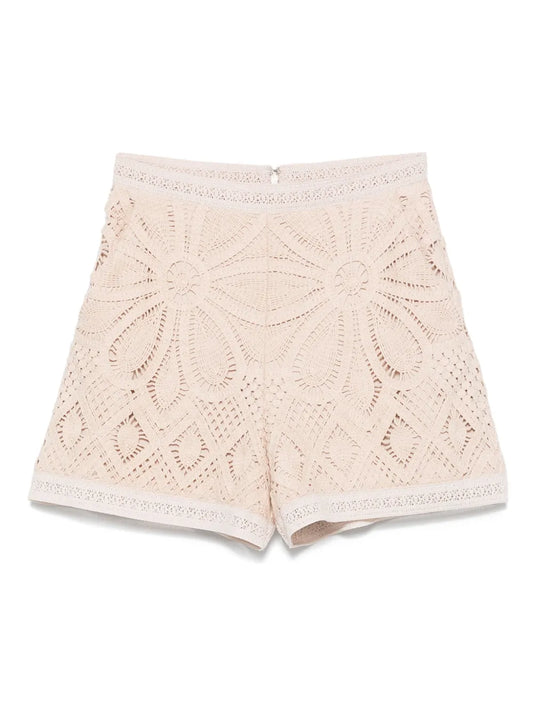 Flower Crochet-Knit Shorts
