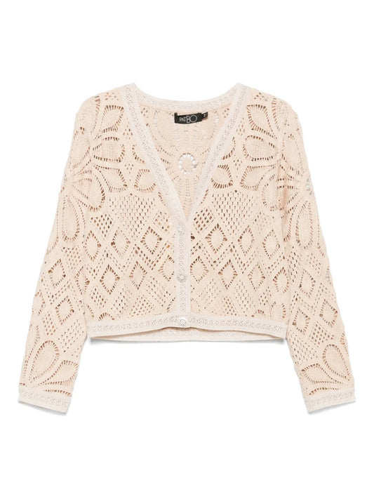 Flower Crochet-Knit Cardigan
