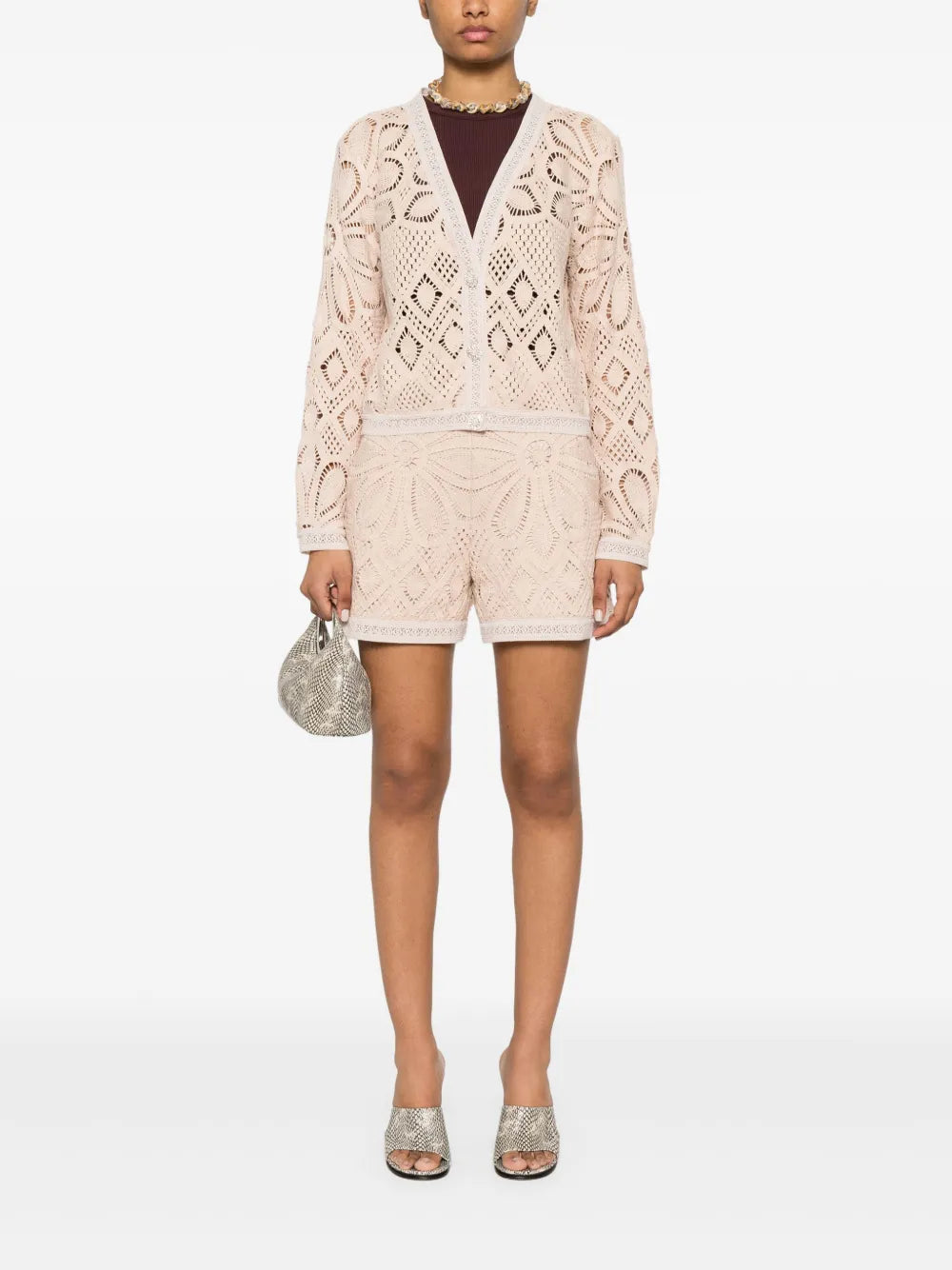 Flower Crochet-Knit Cardigan