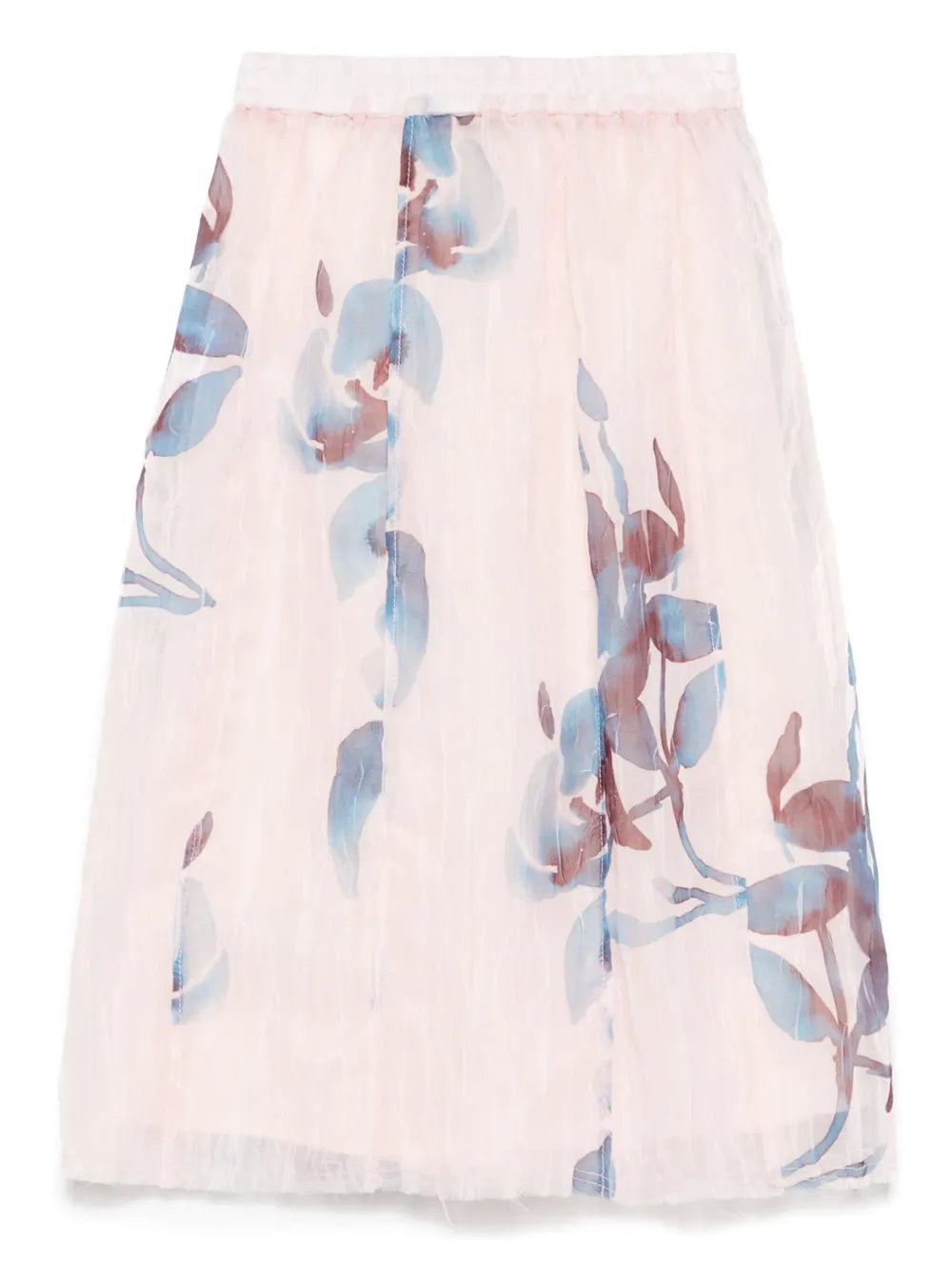 Peonies-Print Midi Skirt
