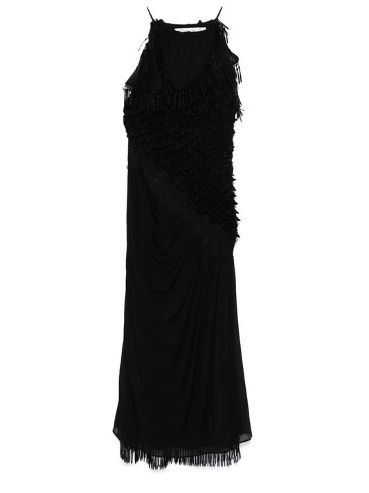 Urchin-Knit Draped Midi Dress