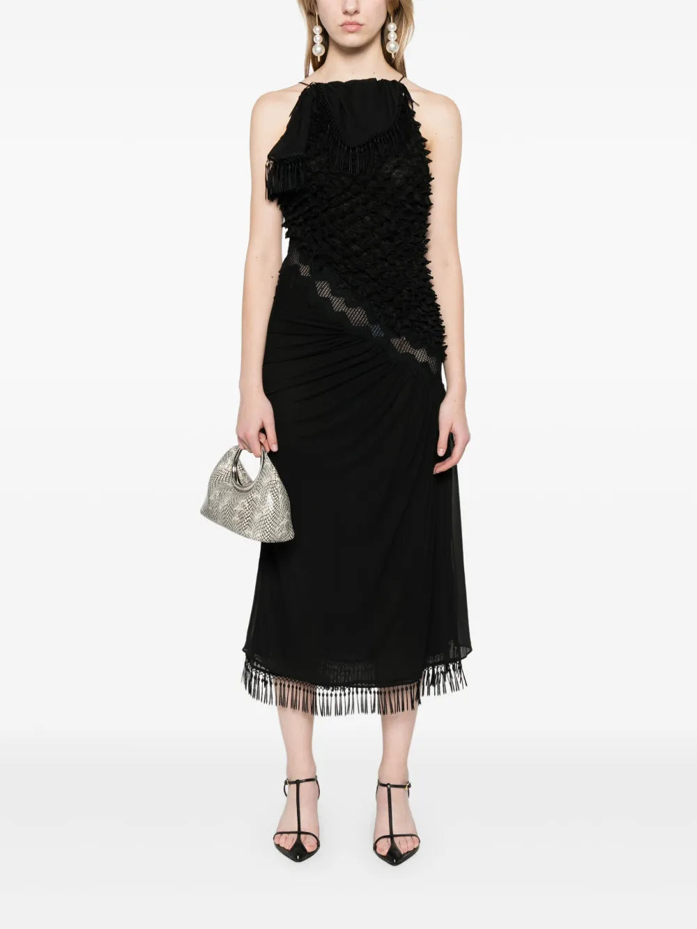 Urchin-Knit Draped Midi Dress