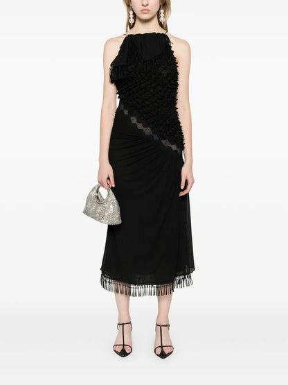 Urchin-Knit Draped Midi Dress