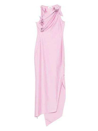 Asymmetric Flower Maxi Dress